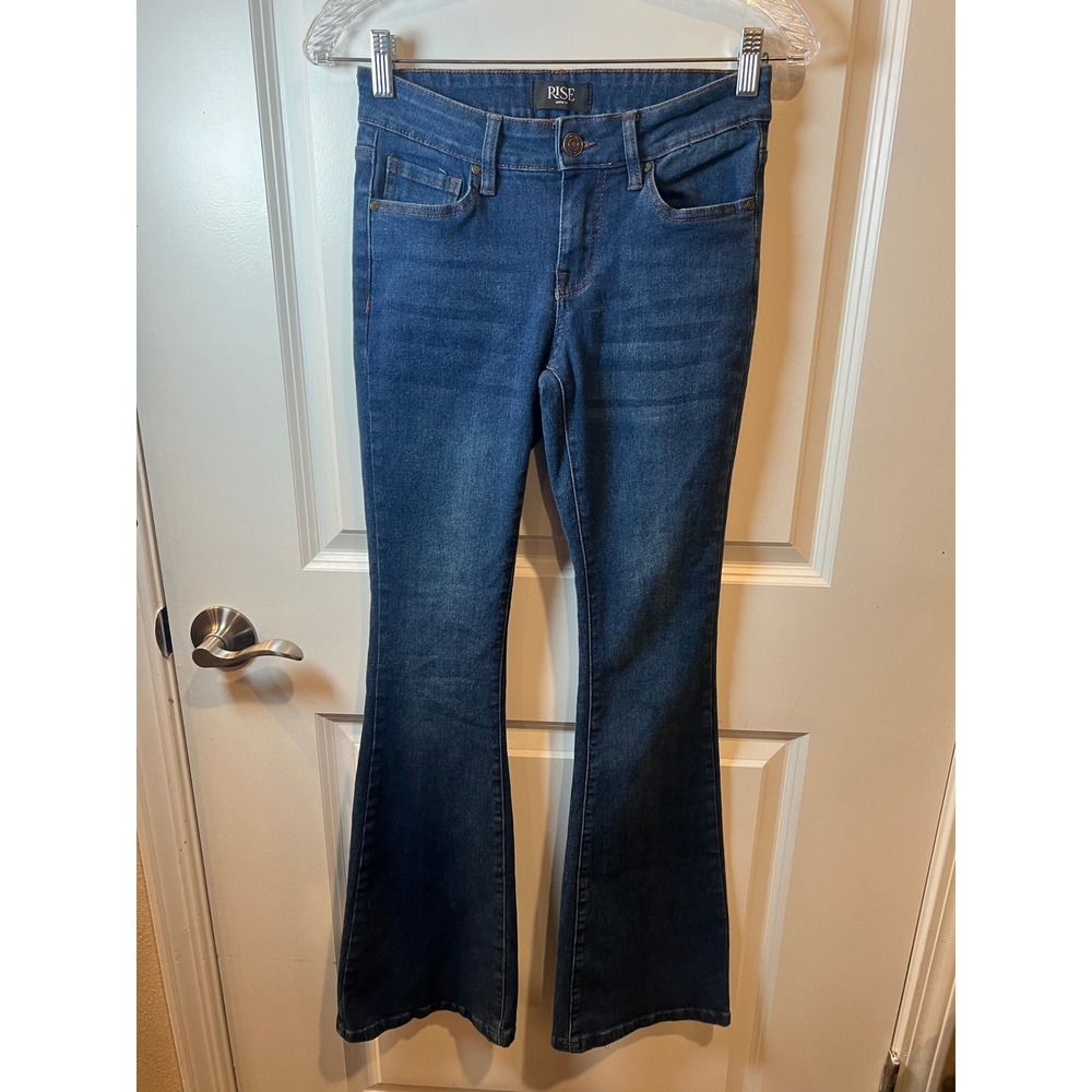 Rise Supply Co Womens Flare Jeans Dark Wash Size 1
